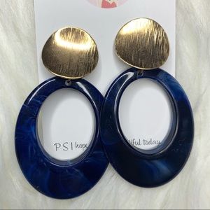 Blue and gold studs earrings